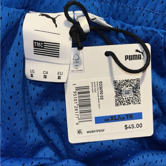 Puma x TMC Everyday Hussle Mesh Shorts “Blue” w/ White Drawstring - Picture 5 of 14